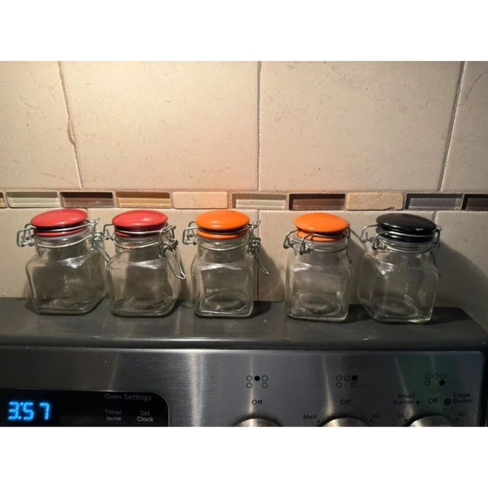 Set x5 Clear Glass Decorative Jars